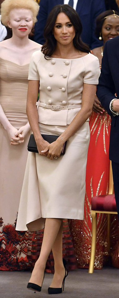 Prada Biblioteque Saffiano Leather Chain Clutch Bag as seen on Meghan Markle at Queen's Young Leaders reception
