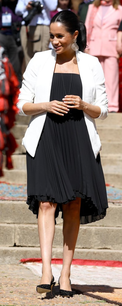 Loyd/Ford Black Pleated Mini Dress Dress as seen on Meghan Markle, the Duchess of Sussex