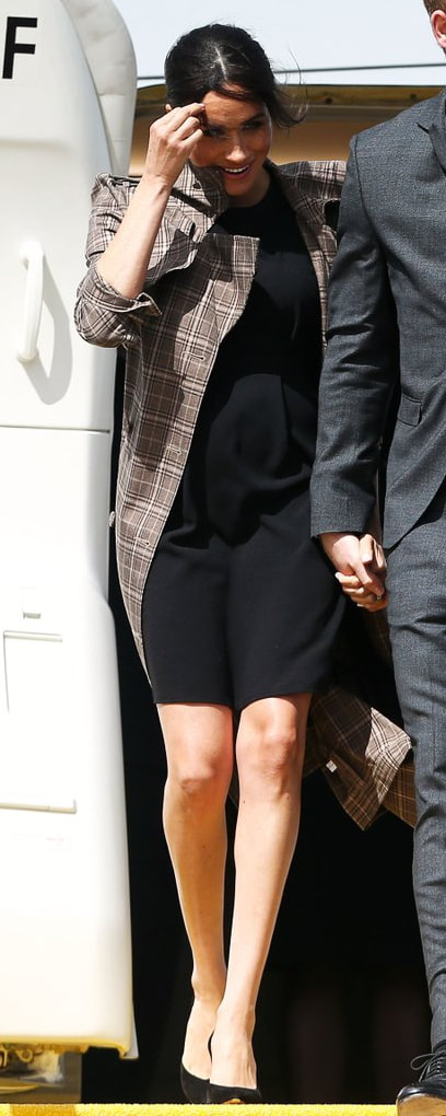 ASOS DESIGN Maternity Black Wiggle Mini Dress as seen on Meghan Markle, the Duchess of Sussex in Wellington