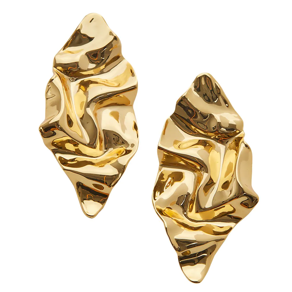 Alexis Bittar Crumpled Metal 14K Gold-Plated Post Earrings