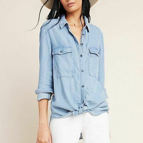 Anthropologie Pilcro The Cate Classic Chambray Shirt​