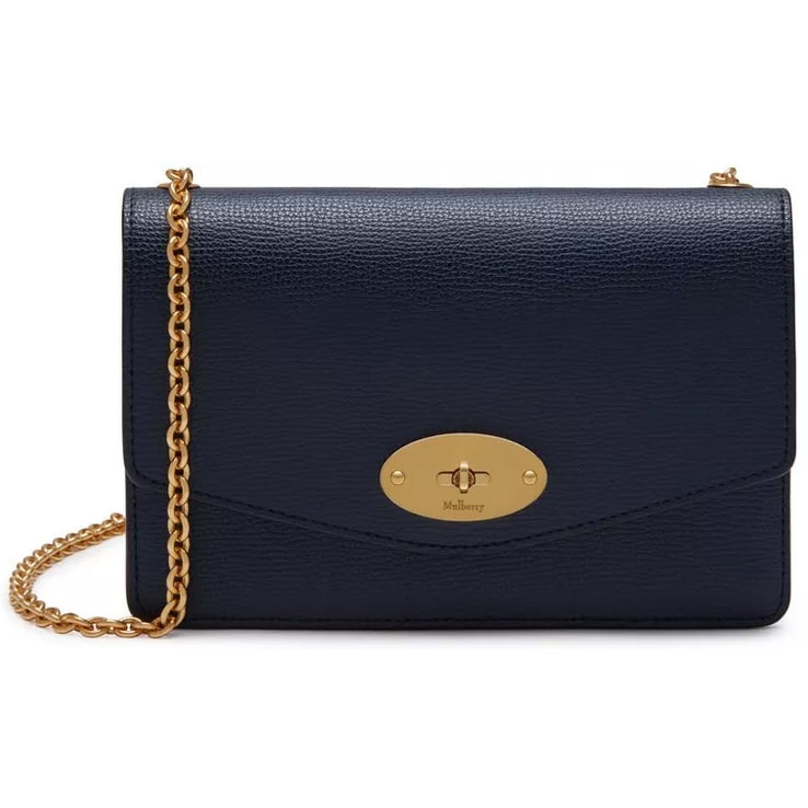 Mulberry Small Darley Satchel in Bright Navy Cross Grain Leather