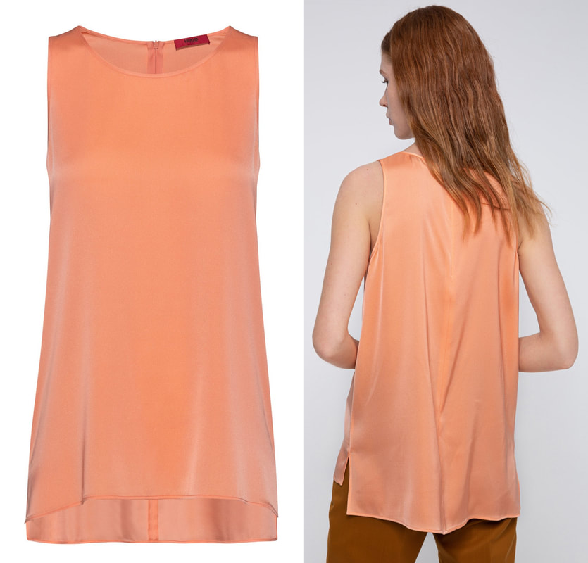 Hugo Boss 'Cisona' light orange regular-fit sleeveless top in stretch silk