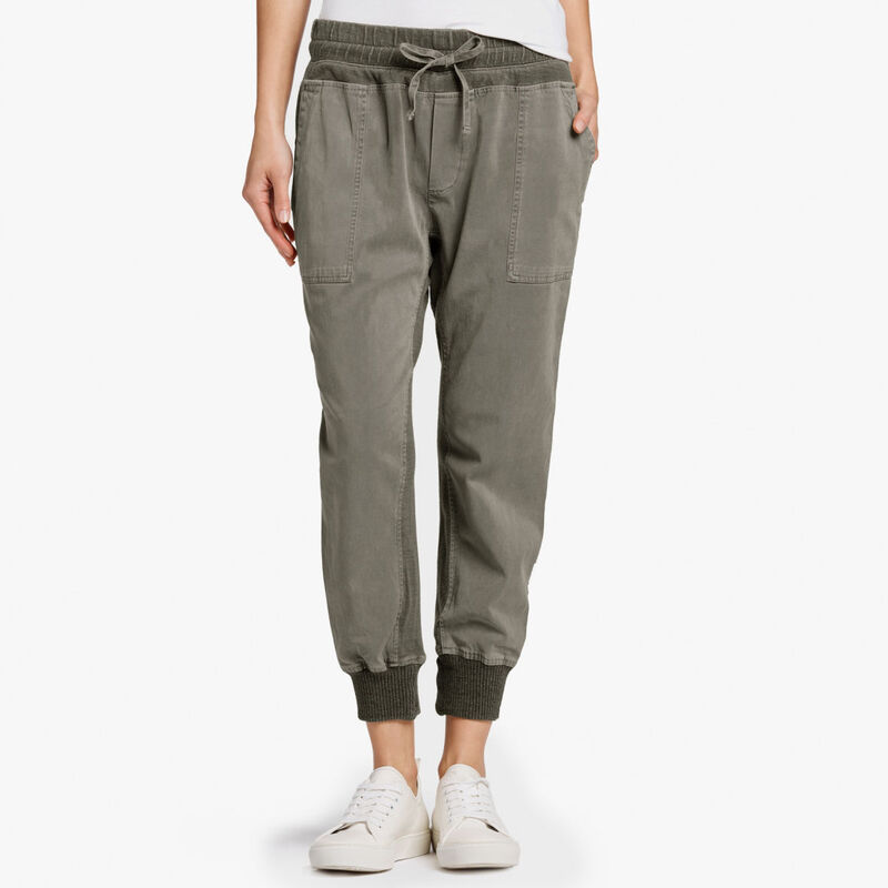 James Perse Army Green Mixed Media Jersey Pant