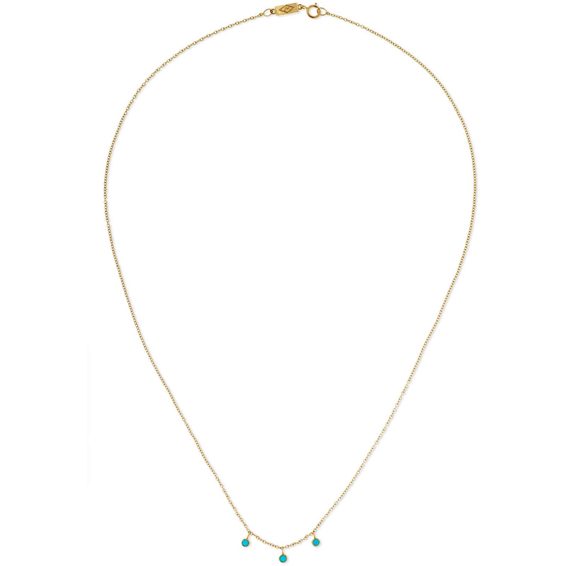 Jennifer Meyer 3 Mini Turquoise Bezel Dangle Necklace