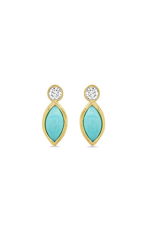 Jennifer Meyer diamond bezel and turquoise marquise stud earrings