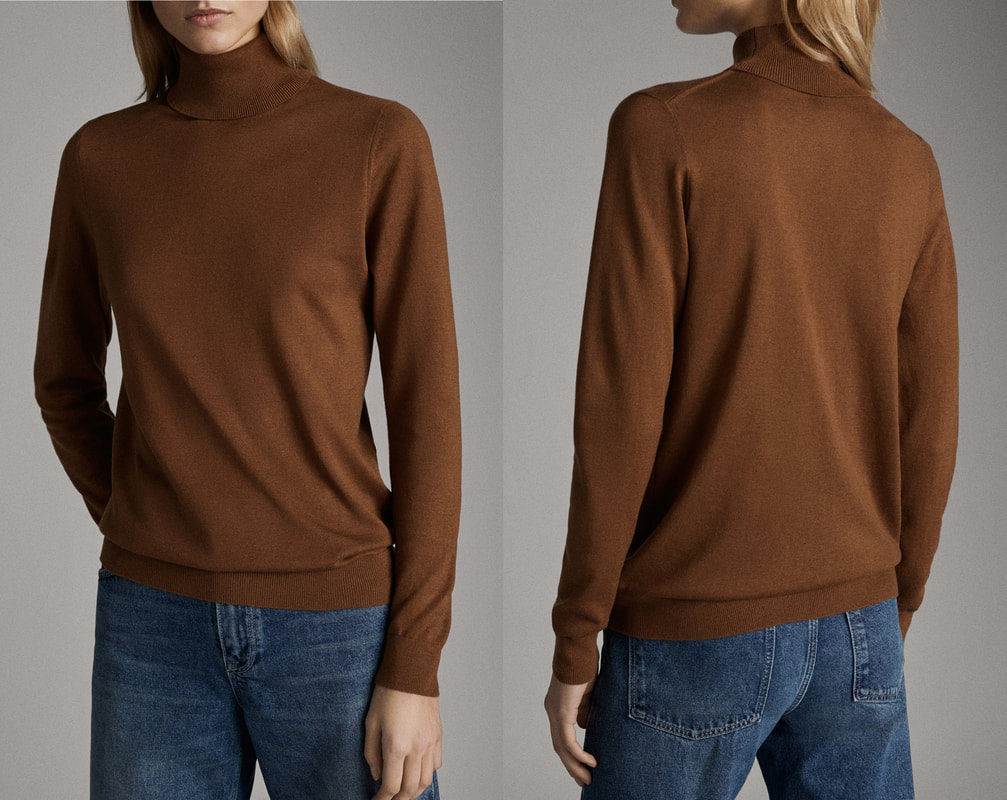 Massimo Dutti Toffee Brown Plain Silk Wool Sweater