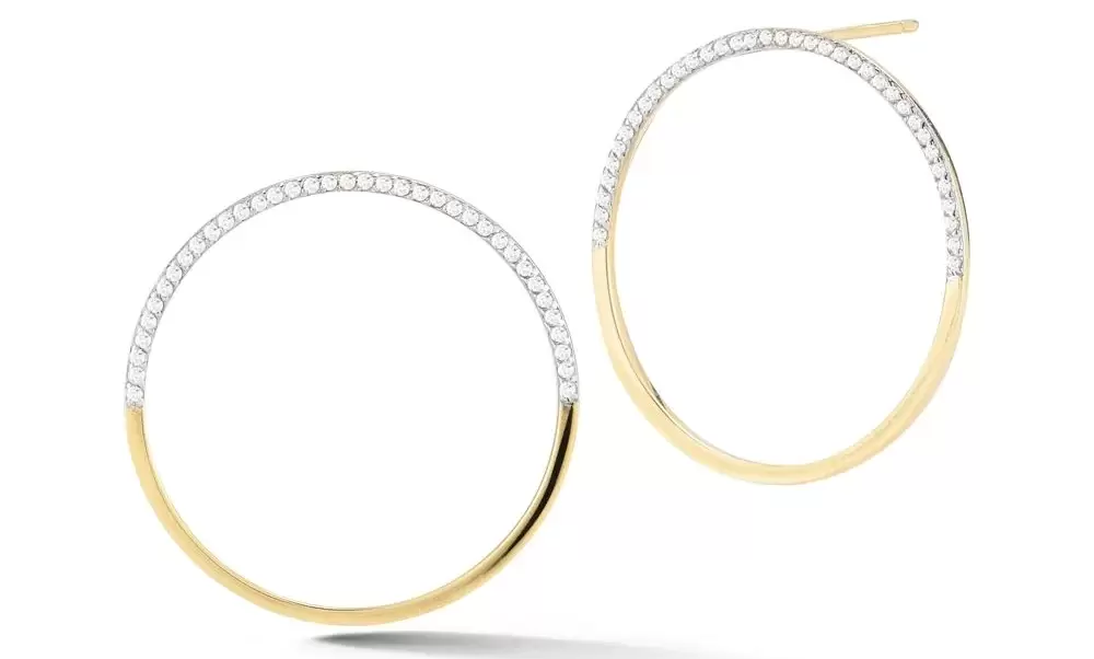 Mateo Large Half Moon Earrings with Diamonds in 14k Yellow Gold.