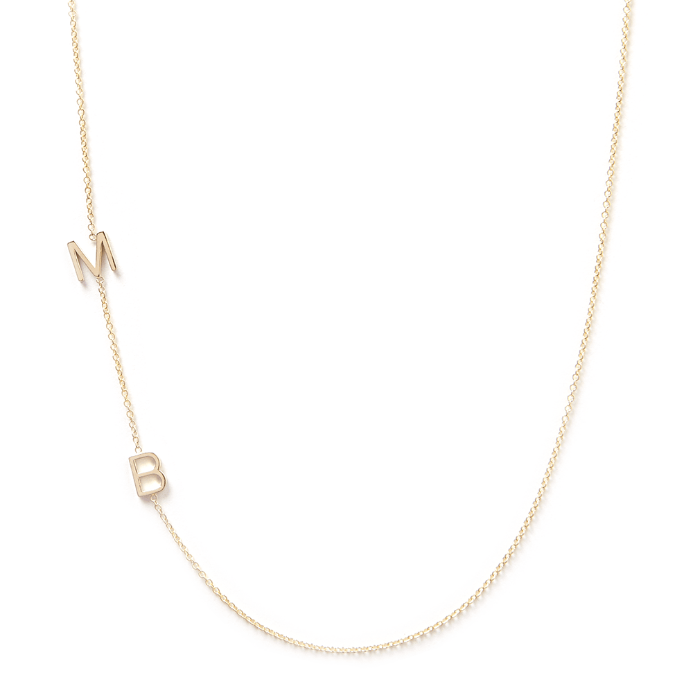 Maya Brenner 14K Gold Asymmetrical Initial Necklace