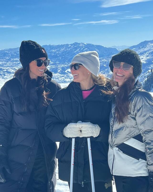 Meghan Markle went on a skiing trip at Powder Mountain in Eden, Utah, accompanied by her friends Heather Dorak and Kelly McKee Zajfen in February 2024