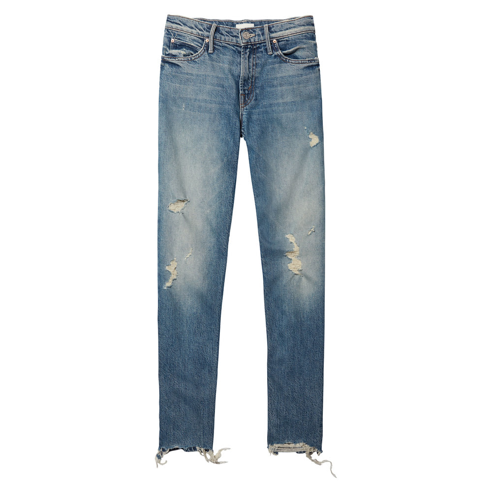 Mother Denim The Flirt Fray Jeans in Cold Feet