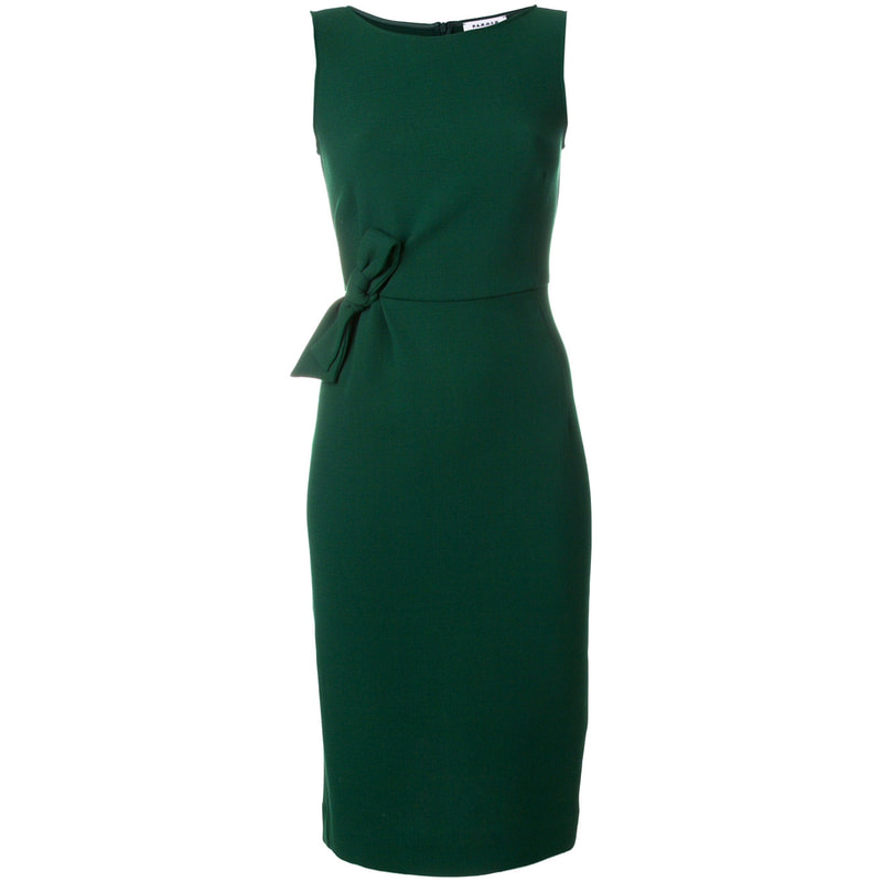 P.A.R.O.S.H 'The Megan' Green Fitted Bow Detail Engagment Dress