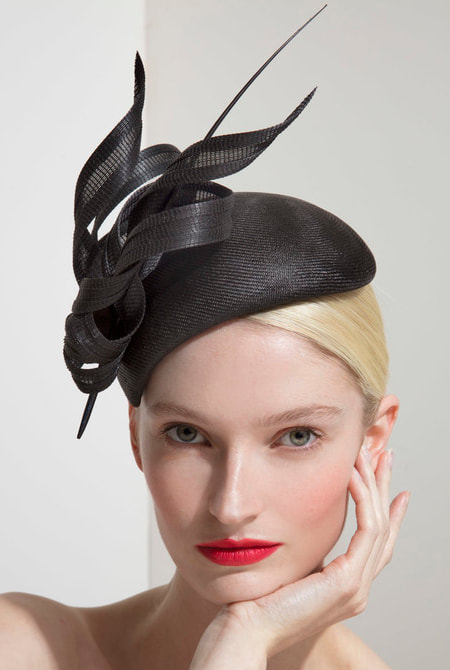 Philip Treacy black straw hat from SS18 Collection