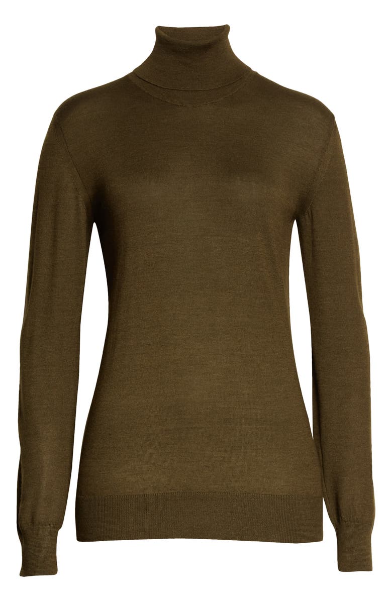 The Row 'Demme' Cashmere & Silk Turtleneck Sweater in deep moss