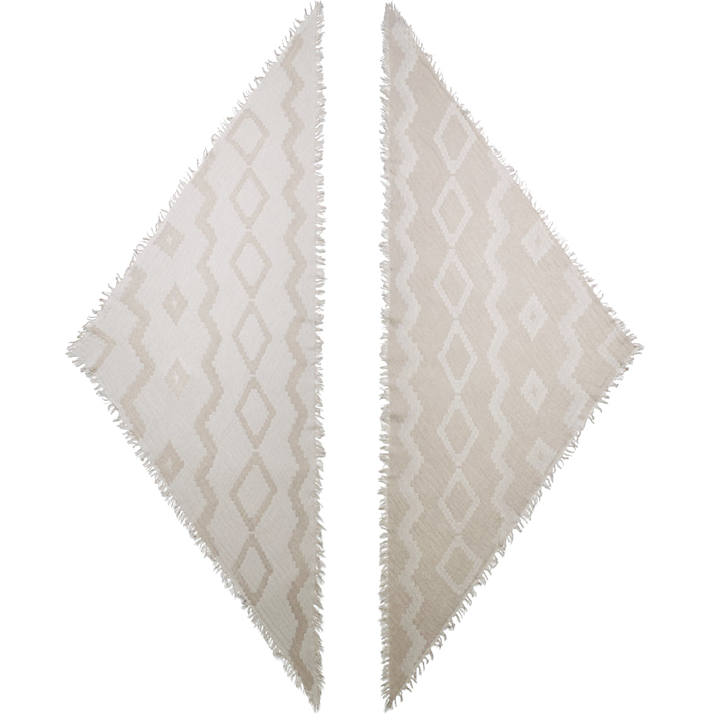 Wilfred Diamond Mosaic Reversible wool triangle scarf in Birch/Grey
