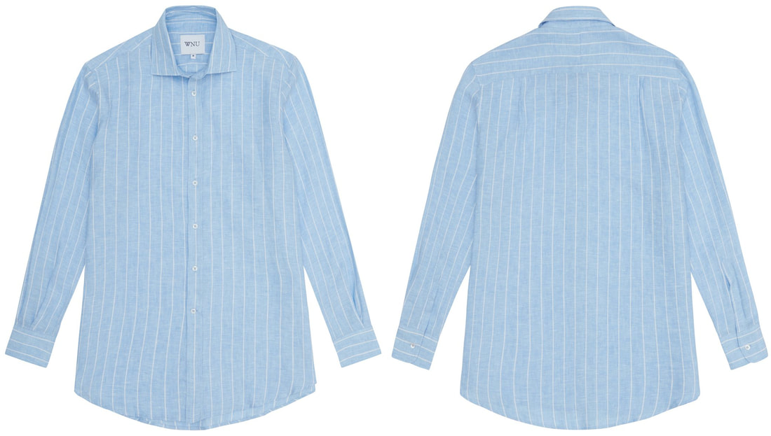 WNU ​sky blue & white stripe linen shirt