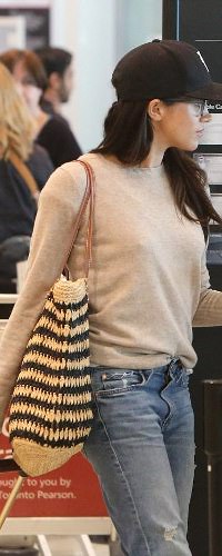 Hat Attack Patterned Raffia Tote with Leather Handles as seen on Meghan Markle