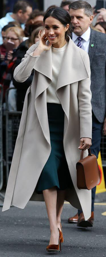Meghan\'s Belted with Markle\'s Fashion - Waterfall Wool Coat Mai - Meghan Sand Mackage Coats Collar