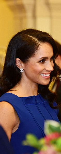 Birks Snowflake Snowstorm Diamond Earrings as seen on Meghan Markle, the Duchess of Sussex at 100 Days to Peace gala concert