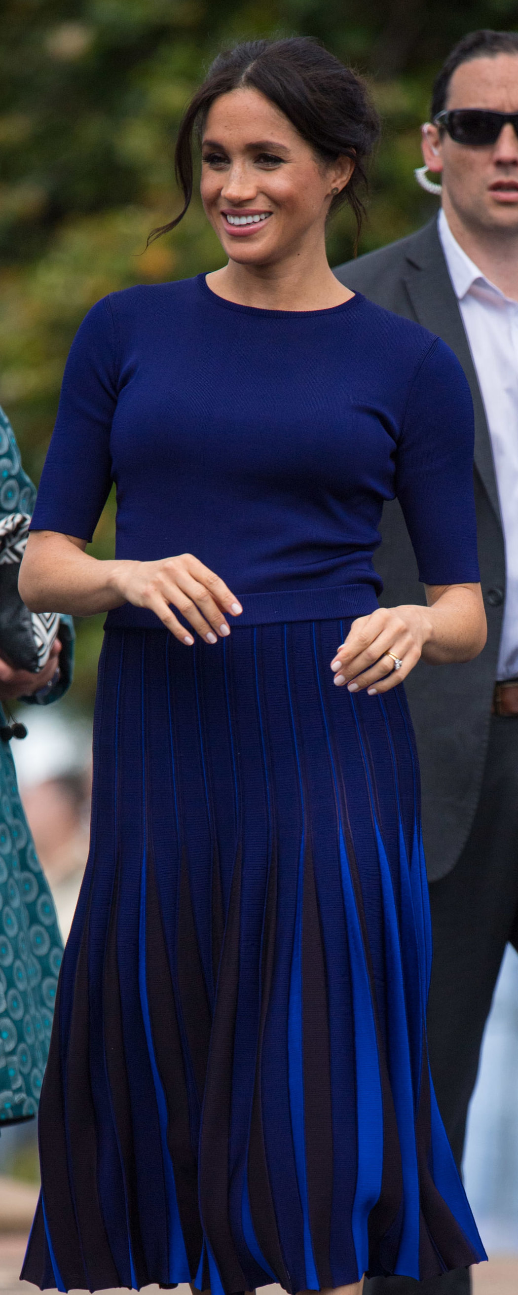 Givenchy Indigo Crew Neck Knit Top as seen on Meghan Markle, the Duchess of Sussex
