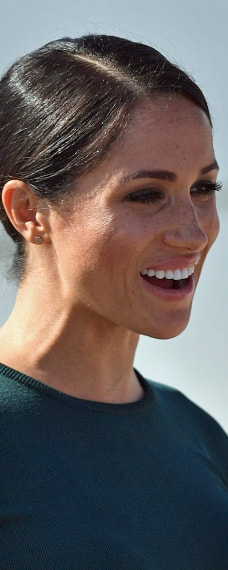 Vanessa Tugendhaft Precious Clover Charm Stud Earrings as seen on Meghan Markle, the Duchess of Sussex in Dublin, Ireland