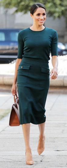 Strathberry Midi Tote in Tan Bridle Leather as seen on Meghan Markle, the Duchess of Sussex in Dublin, Ireland