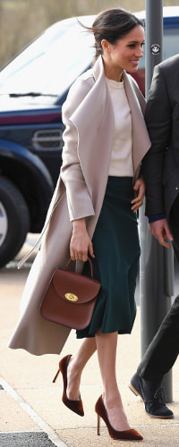 Charlotte Elizabeth Bloomsbury Bag in Chestnut Leather as seen on Meghan Markle