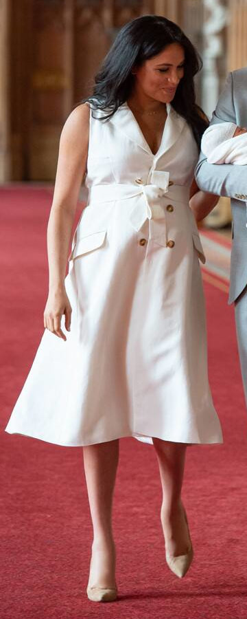 Wales Bonner White Trench Dress​​ as seen on Meghan Markle, the Duchess of Sussex