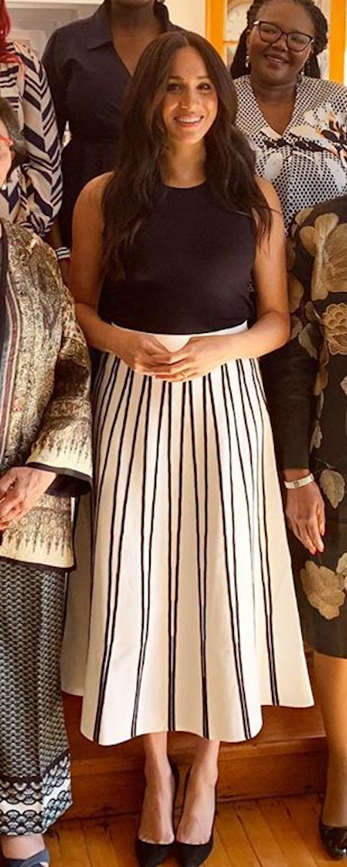 J.Crew Striped Sweater Flare Midi Skirt as seen on Meghan Markle, the Duchess of Sussex