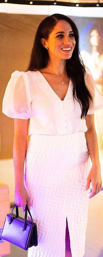 Topshop Ivory Organza Sleeve Button Through Blouse as seen on Meghan Markle, the Duchess of Sussex