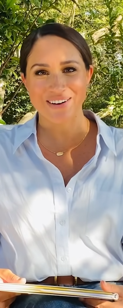 Anine Bing Mika Shirt in Blue as seen on Meghan Markle, the Duchess of Sussex
