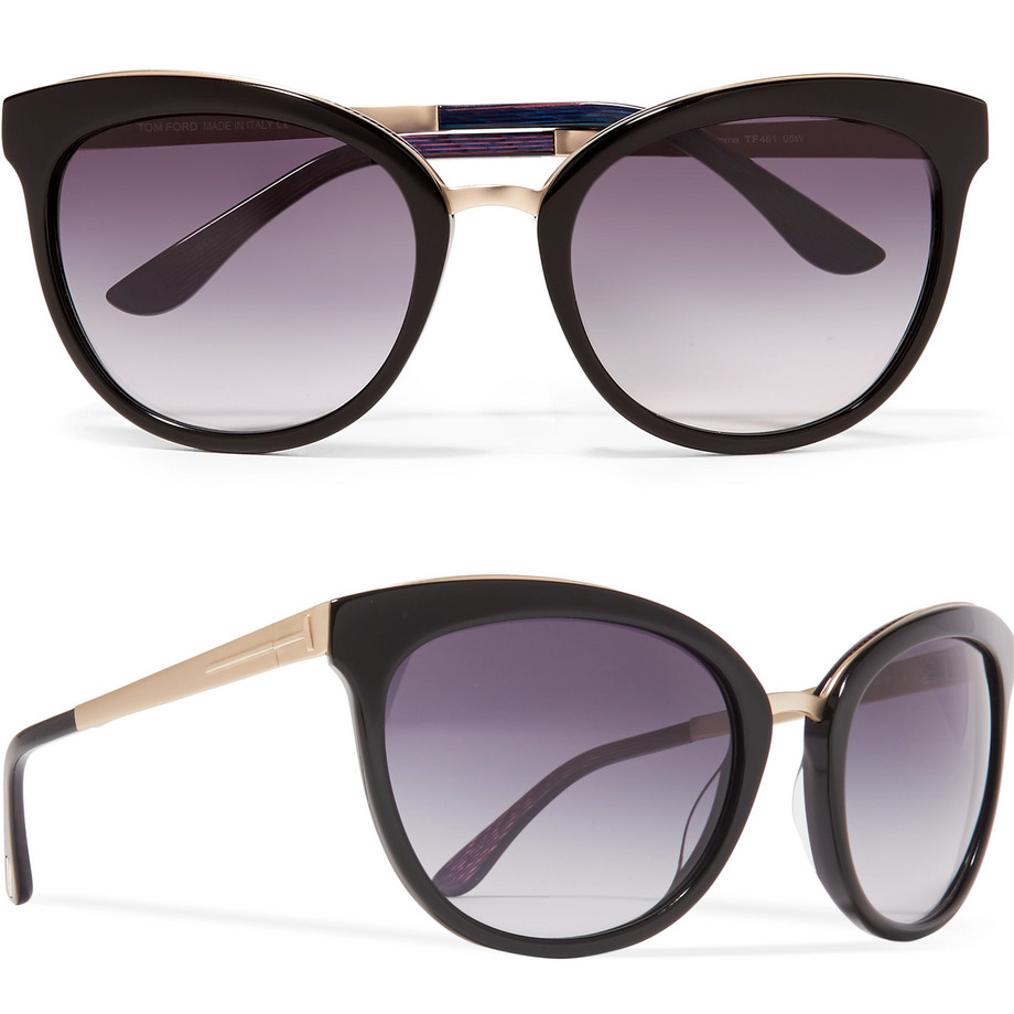 Tom Ford Cat-eye acetate and gold-tone sunglasses