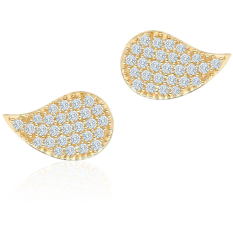 Birks PÉTALE Large Yellow Gold and Diamond Stud Earrings​