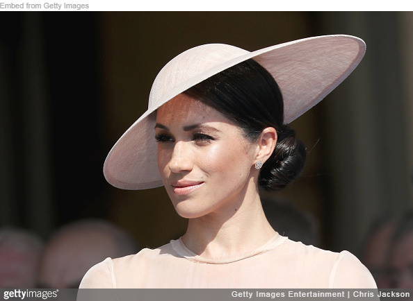 Meghan Markle wears dusty pink Philip Treacy hat for Buckingham Palace Garden Party