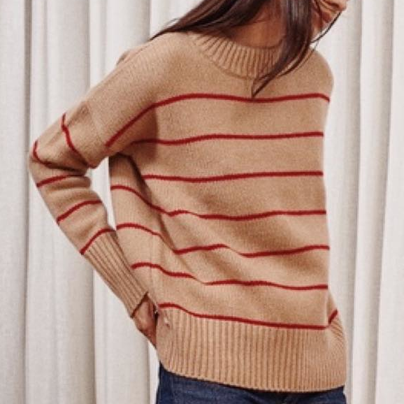 La Ligne Marin Sweater In Tan/Red Stripe - Meghan Markle's Tops