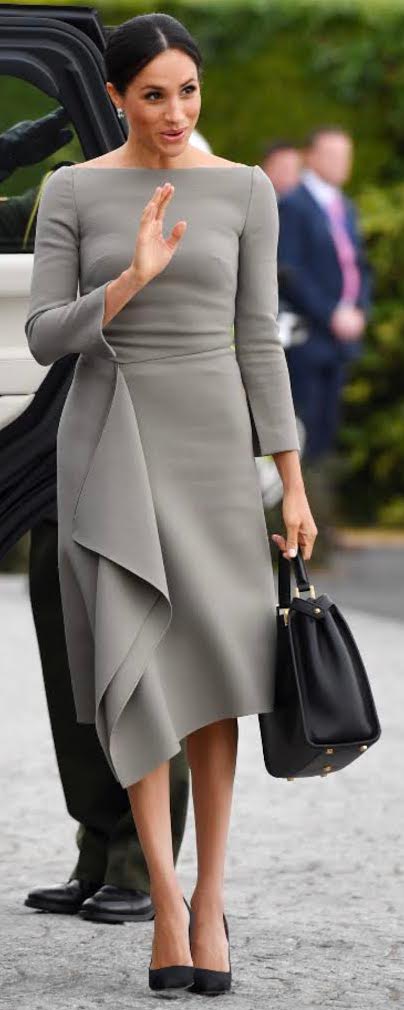 Paul Andrew Pump-It Up Black Canvas Pumps as seen on Meghan Markle, the Duchess of Sussex in Dublin, Ireland