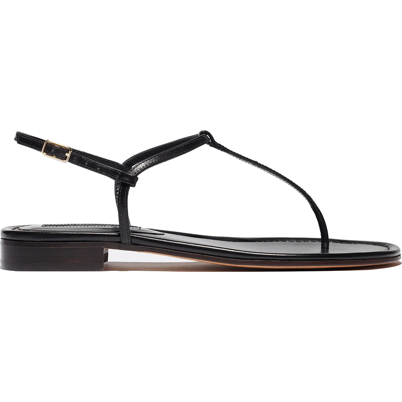 Emme Parsons ‘Cecilia’ T-Strap Sandals in Black Calfskin