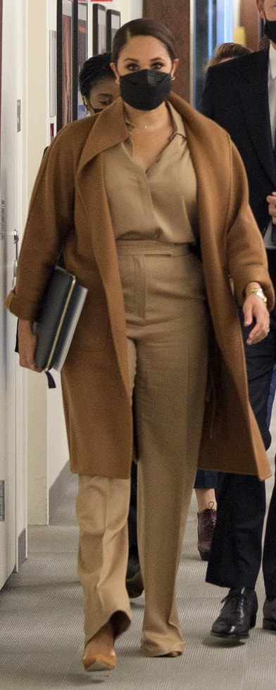 Max Mara Silk Charmeuse Shirt in Camel as seen on Meghan Markle, the Duchess of Sussex