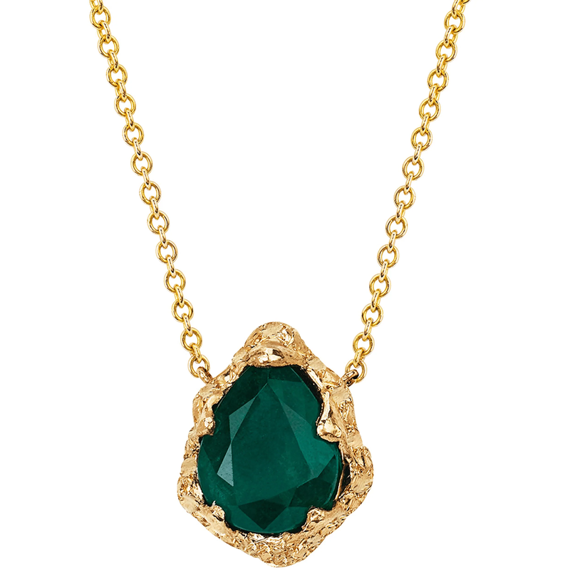Logan Hollowell Baby Queen Water Drop Emerald Solitaire Necklace In Gold