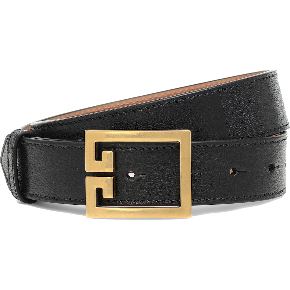 Givenchy Double G Buckle Leather Belt in black