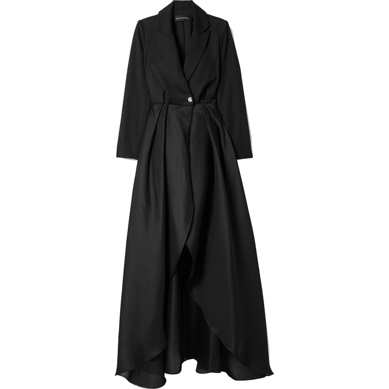 Brandon Maxwell Black Wool Satin Faille Jacket Dress