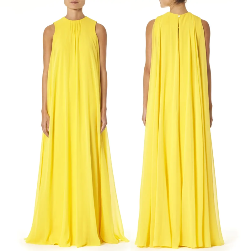 Carolina Herrera Silk Overlay Column Gown In 'Taxi Cab' Yellow