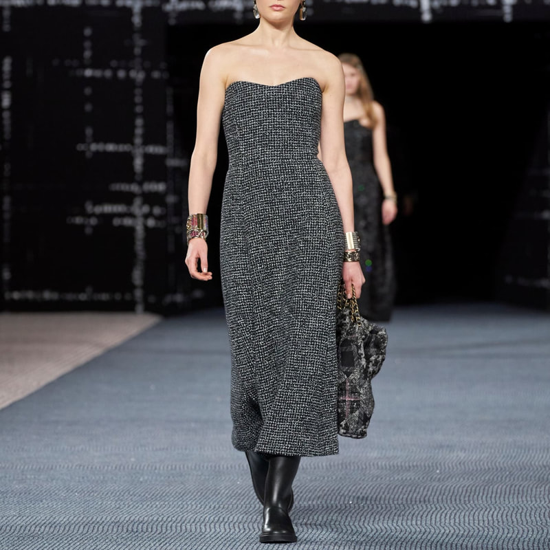 Chanel Fantasy Tweed Bandeau Dress - Meghan Markle Dresses - Meghan's  Fashion