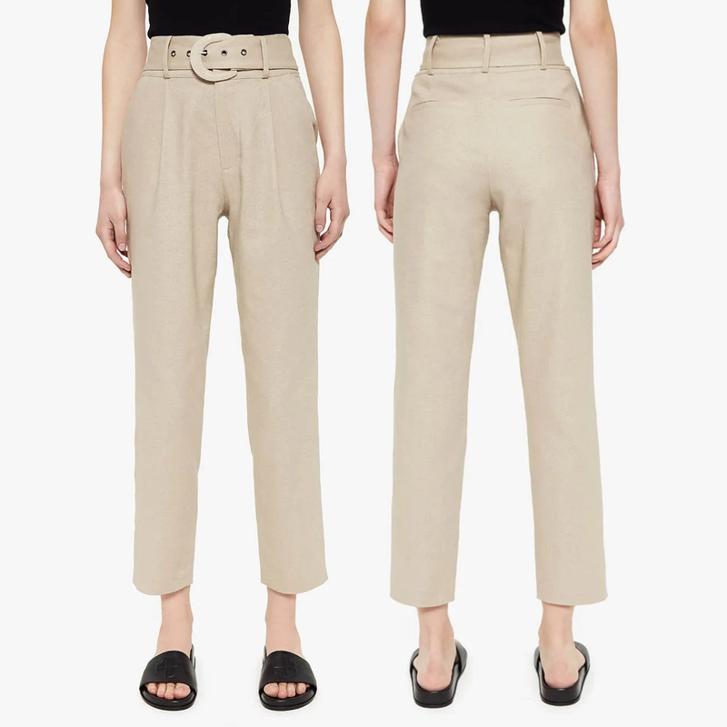 Anine Bing ‘Elyse’ cotton-linen trouser in oat