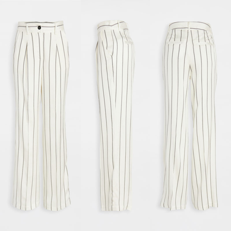 Anine Bing 'Ryan' Cream & Black Striped Trousers