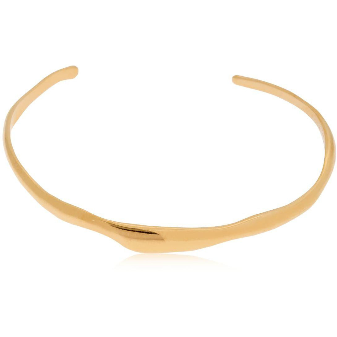 Bar Jewellery Gold Wide Ripple Bracelet