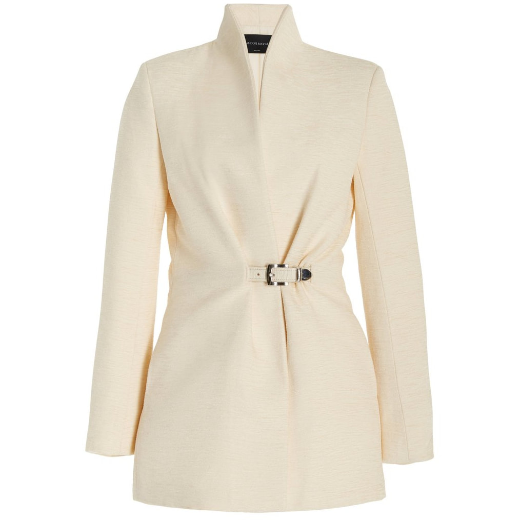 Brandon Maxwell Belted Jacket in White