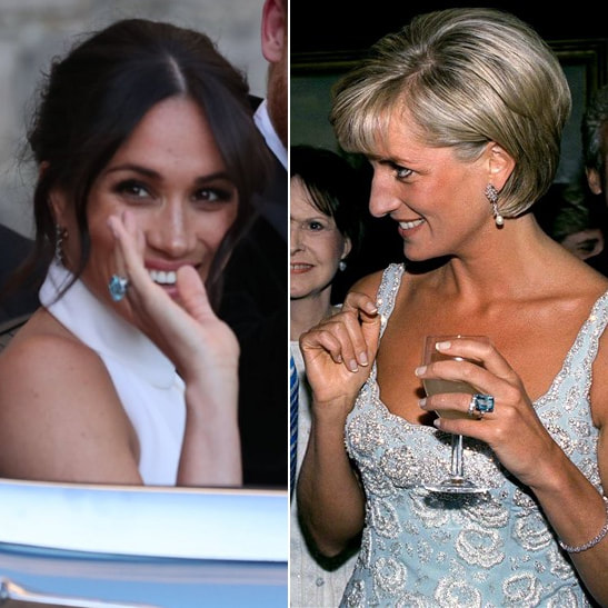 Meghan Markle wears Princess Diana’s emerald-cut aquamarine ring