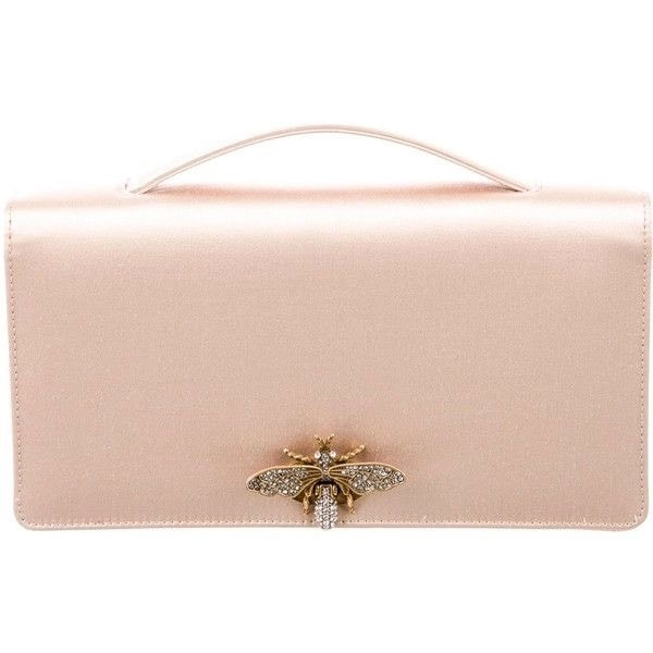 Dior Bee Gold Satin Pochette Clutch Bag