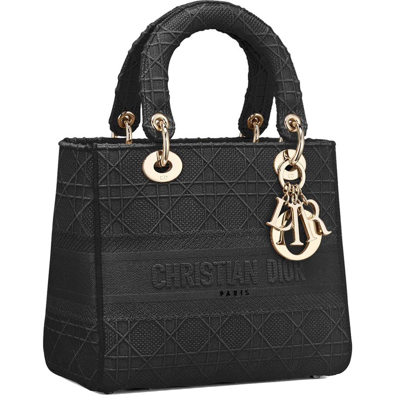 Dior Medium Lady D-Lite Bag in Black Cannage Embroidery
